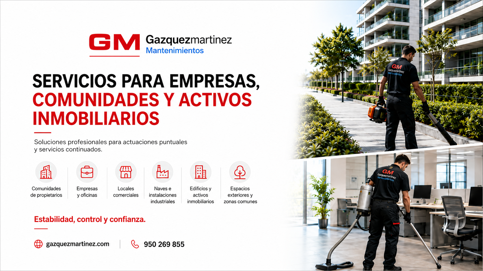 Servicios de mantenimiento para empresas y comunidades
